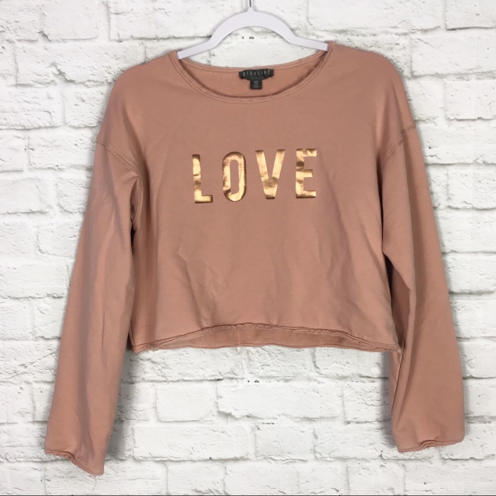 High line Collective Blush Love Raw Hem Crop Top M